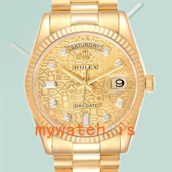 Rolex Day-Date 118238CJDP Mens 36mm Automatic Yellow Gold-tone: Genuine vs. Replica